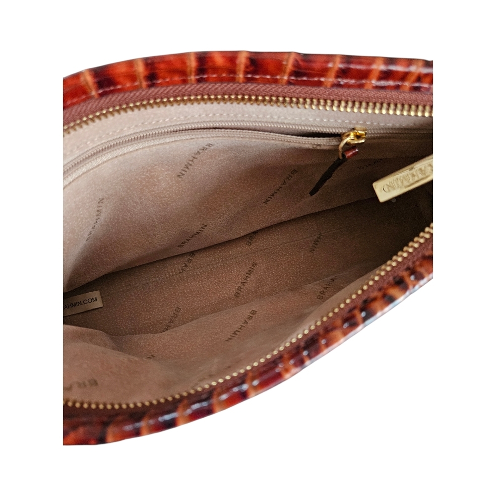 Brahmin Cognac Croc-Embossed Wristlet Clutch - Picture 5 of 7